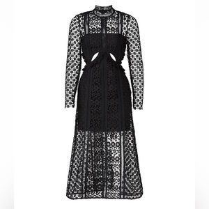 Self-Portrait Black Lace Midi Dress